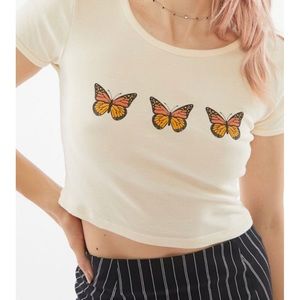 Truly Madly Deeply Butterfly Cropped Tee (UO)